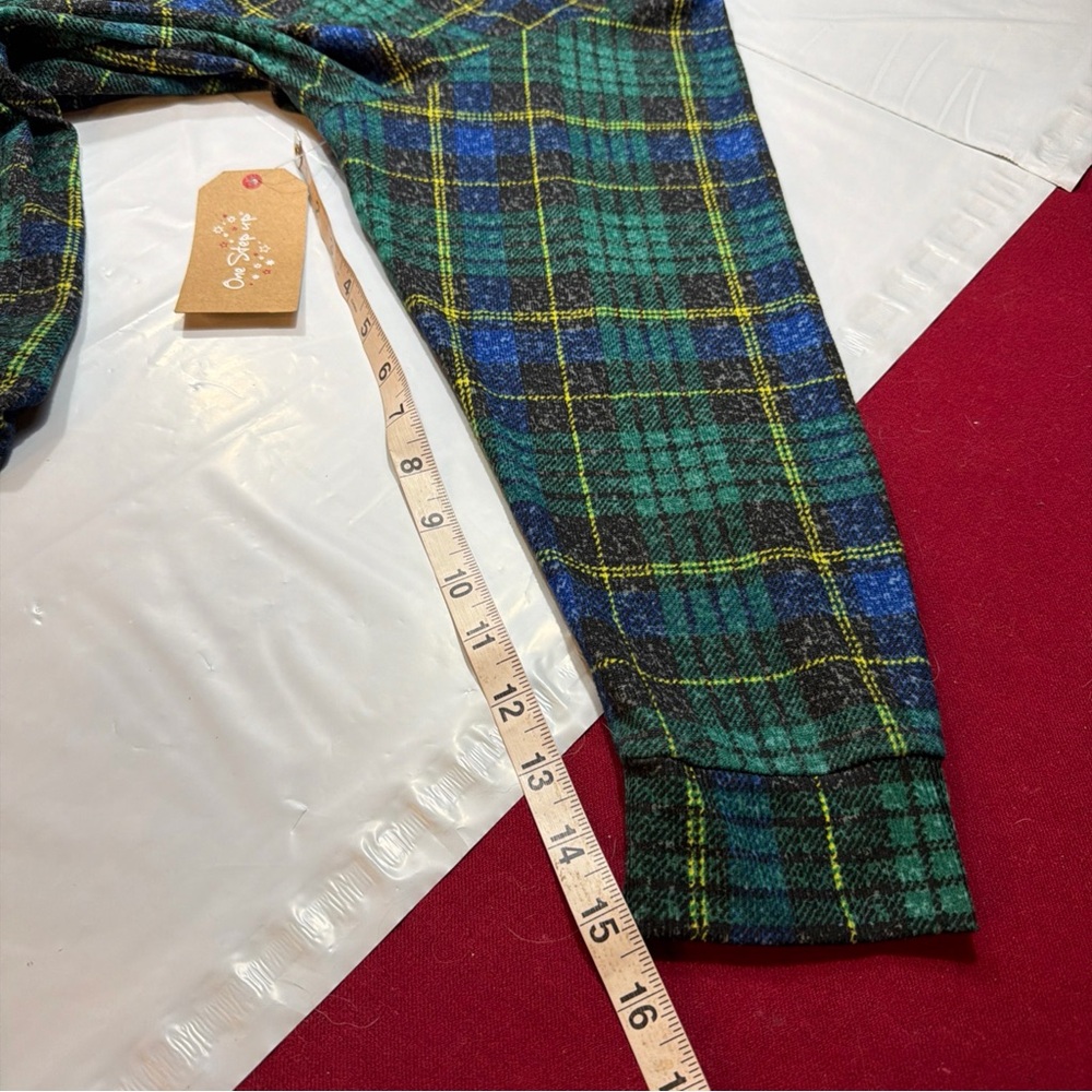 GREEN BLACK YELLOW wide PLAID HOODIE NEW sweater Cozy Vibes Tunic Women’s  2xl - Picture 9 of 12